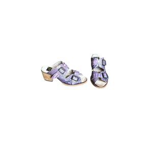 Freebird Caprice Purple Crocodile Print Heeled Sandals